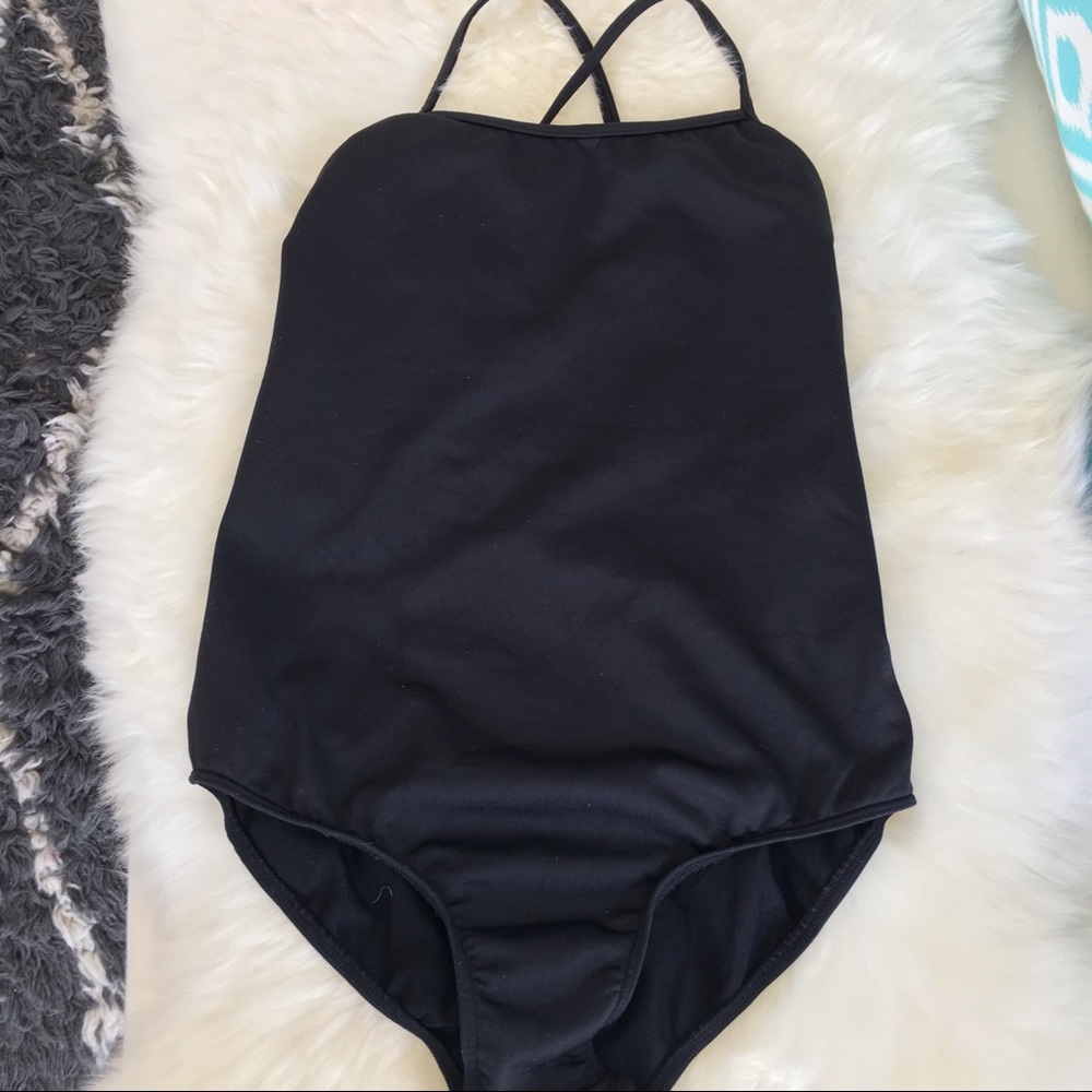 Bloch girls black ballet dance leotard lace 12